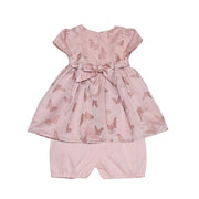 Baby Girls Light Pink Polyester Butterfly Dress with Bloomers Regular Fit Party Wear