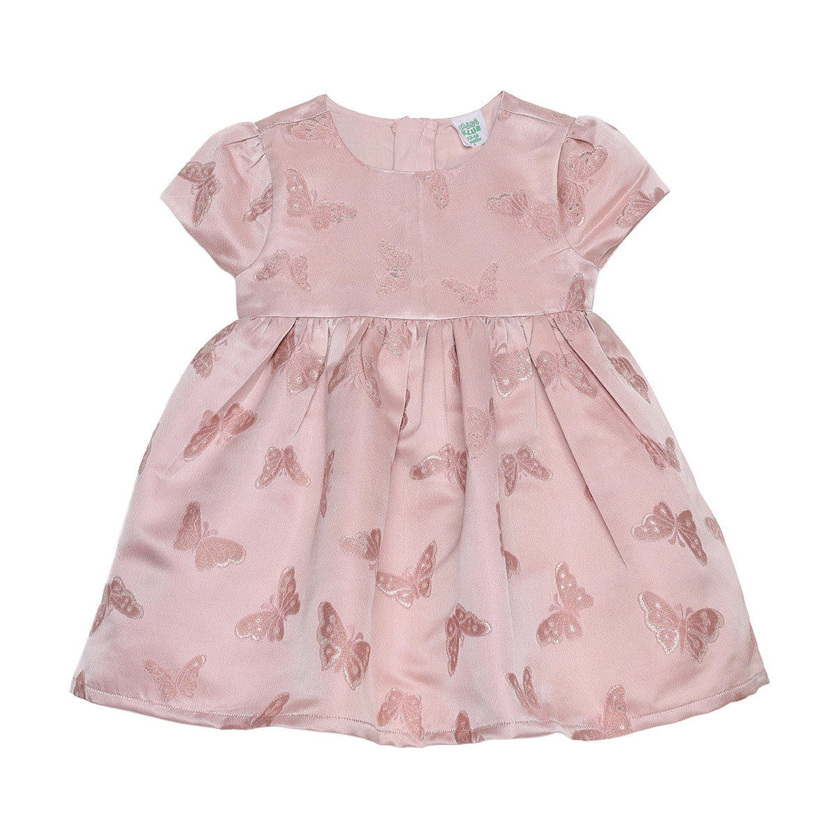 Baby Girls Light Pink Polyester Butterfly Dress with Bloomers Regular Fit Party Wear