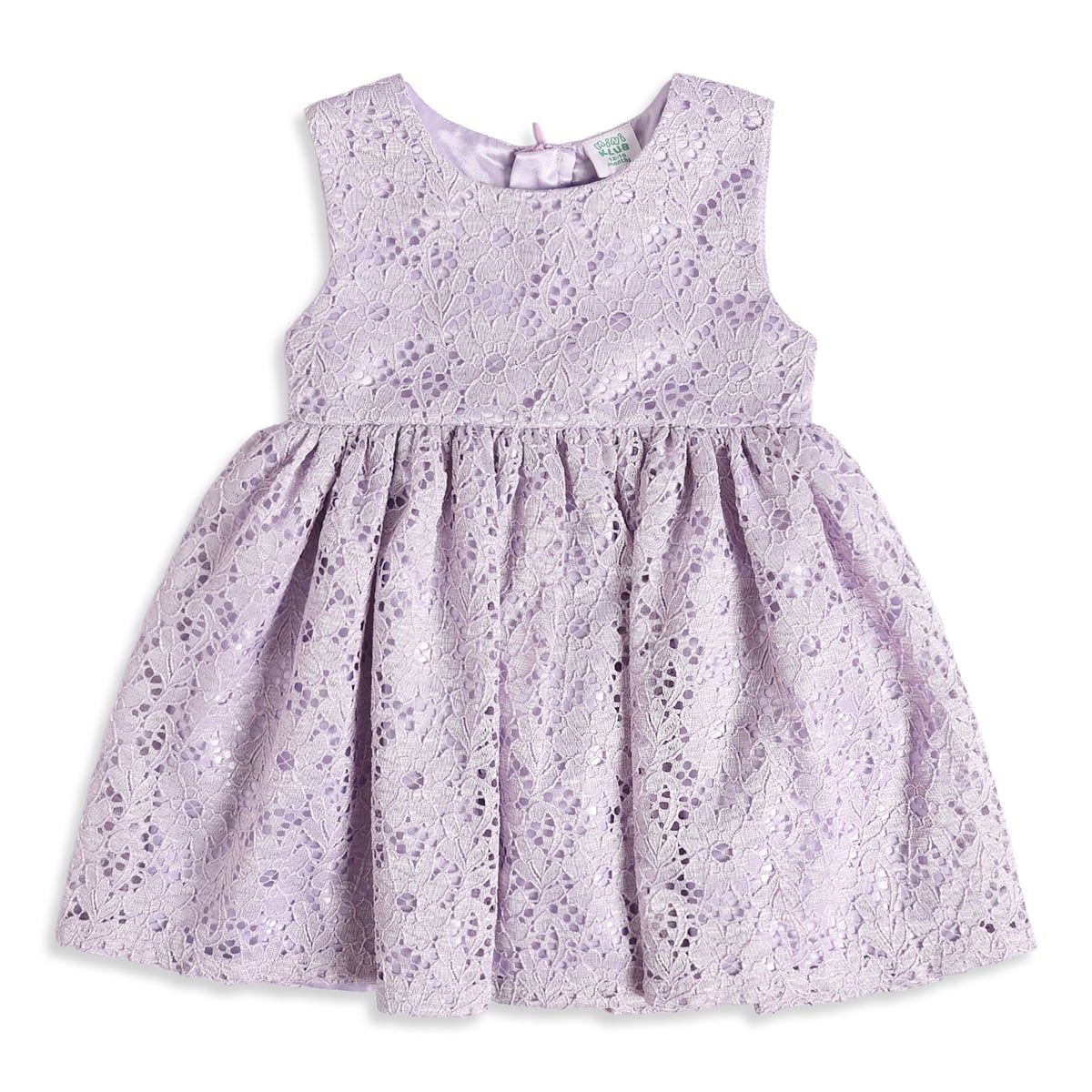 Baby Girls Lilac Floral Lace Dress With Bloomers Regular Fit Party Wear