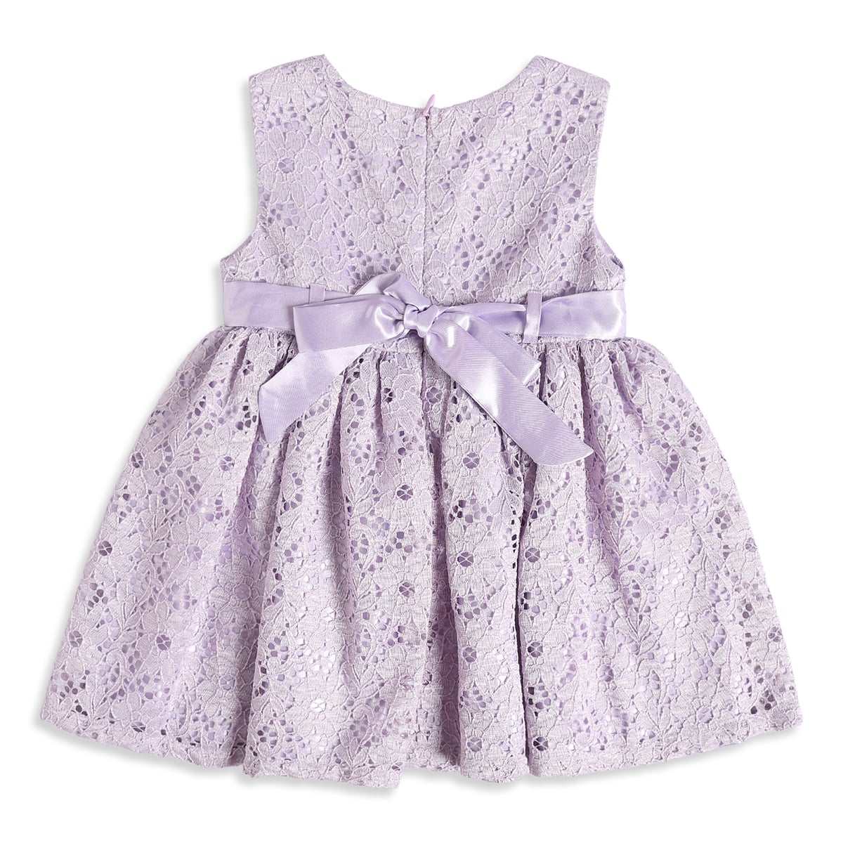 Baby Girls Lilac Floral Lace Dress With Bloomers Regular Fit Party Wear