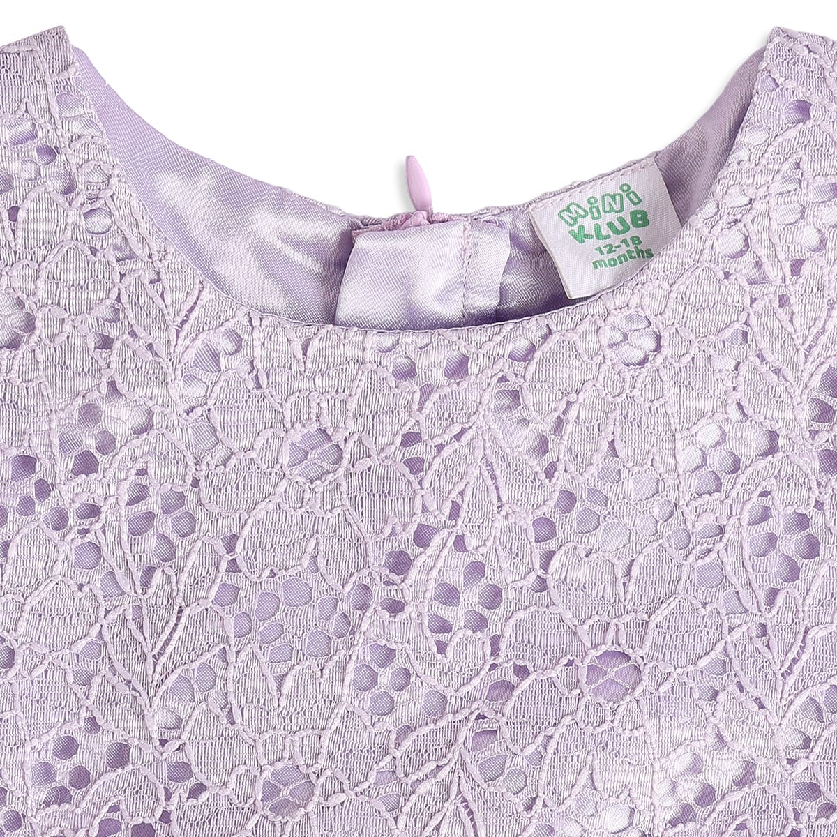 Baby Girls Lilac Floral Lace Dress With Bloomers Regular Fit Party Wear