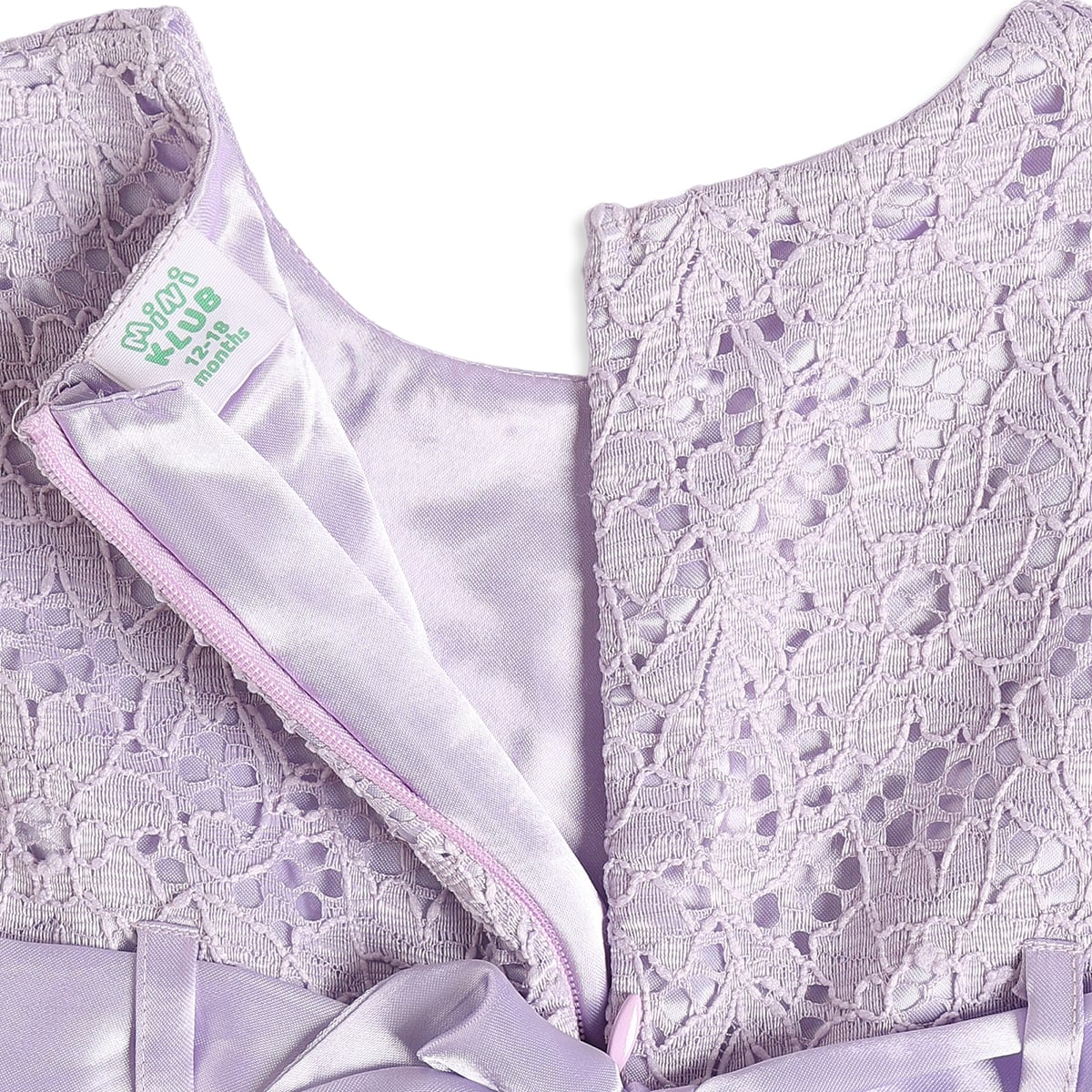 Baby Girls Lilac Floral Lace Dress With Bloomers Regular Fit Party Wear