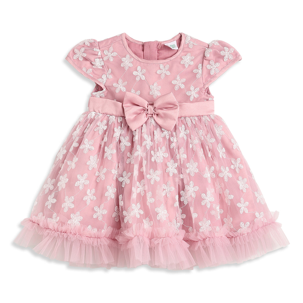Baby Girls Pink Embroidered Dress with Bloomers Regular Fit Party Dress Set