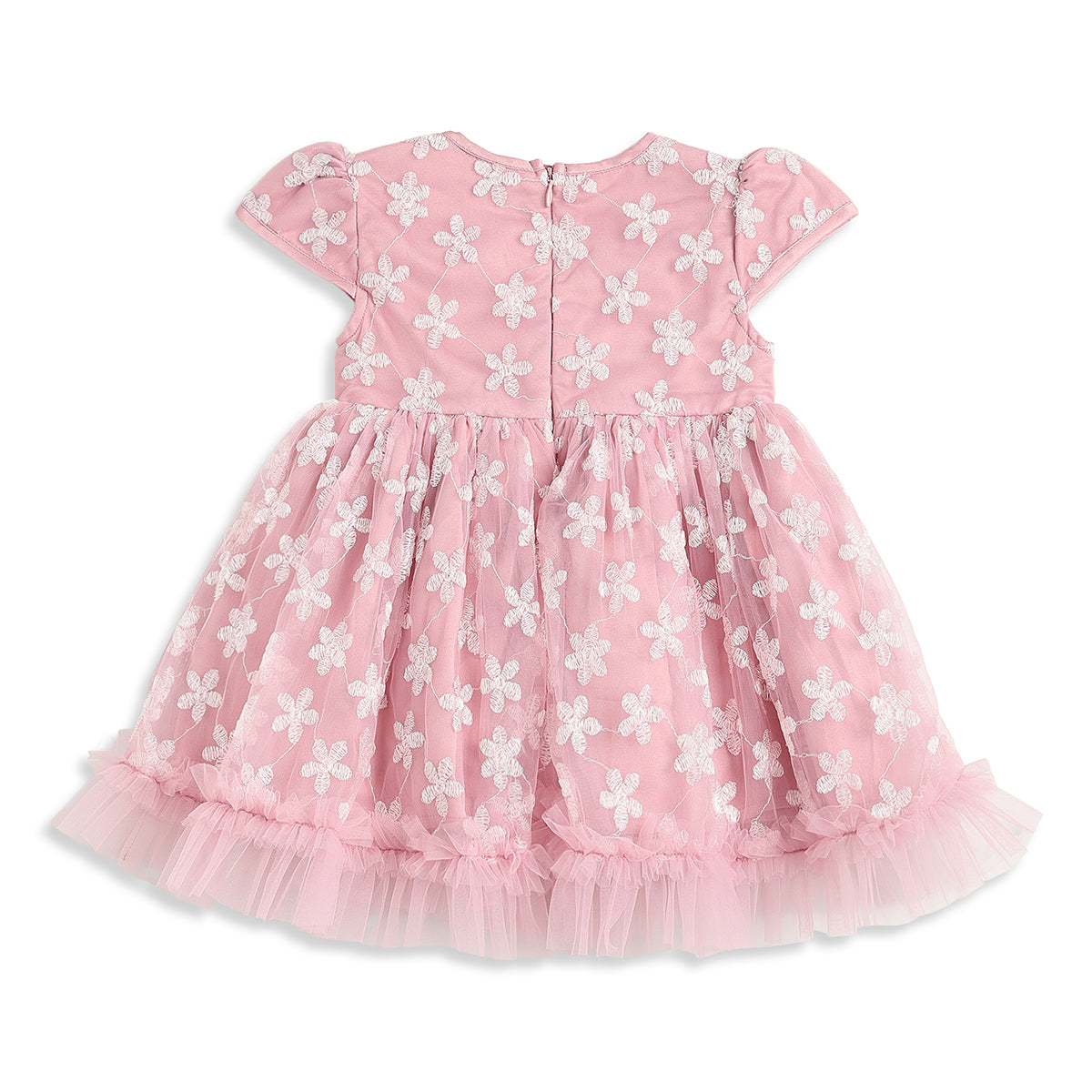 Baby Girls Pink Embroidered Dress with Bloomers Regular Fit Party Dress Set