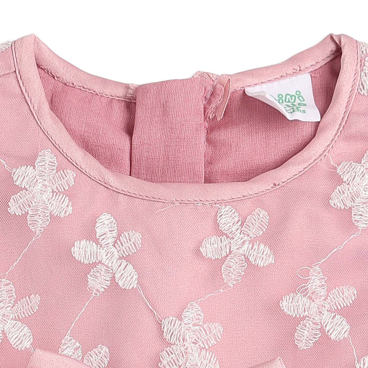 Baby Girls Pink Embroidered Dress with Bloomers Regular Fit Party Dress Set