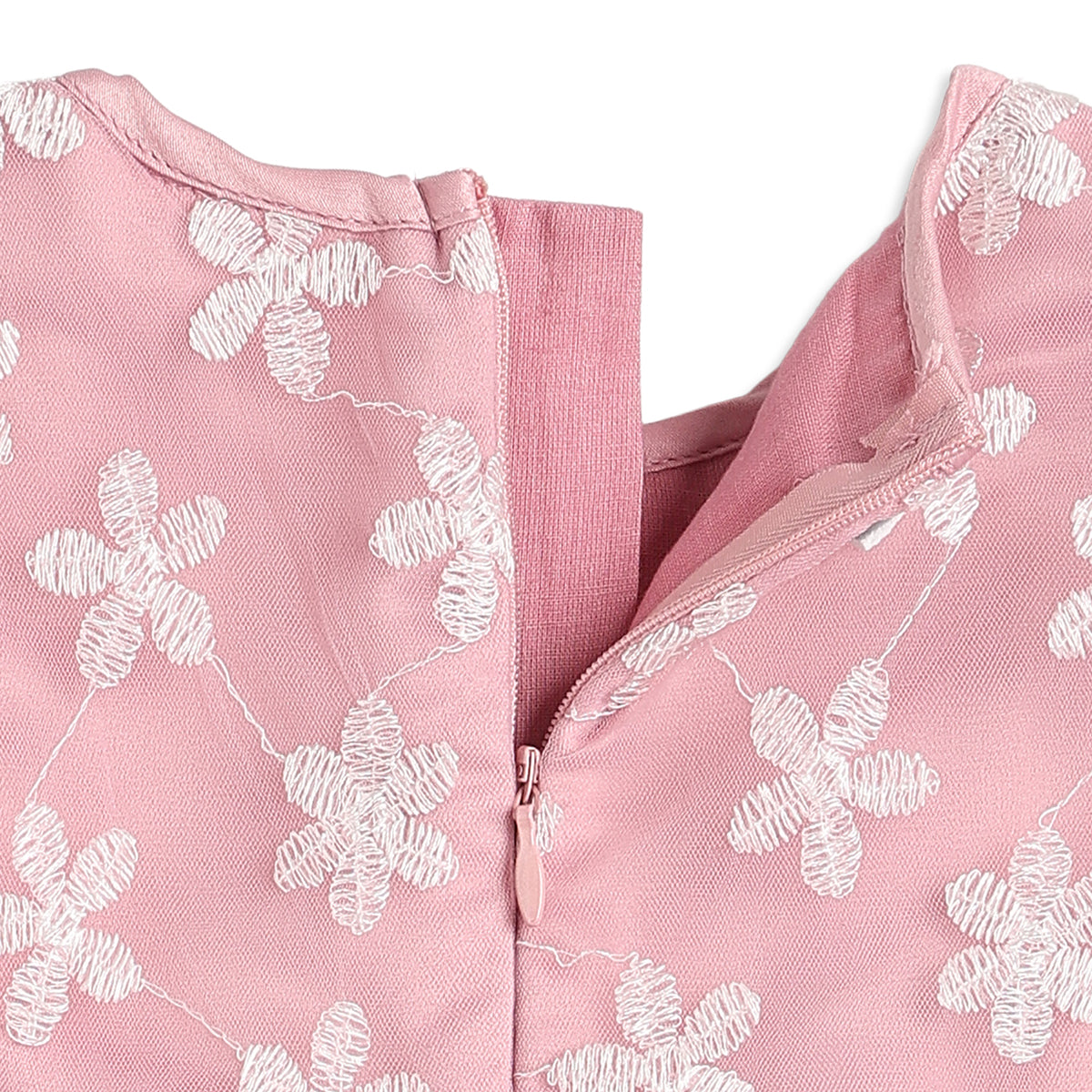 Baby Girls Pink Embroidered Dress with Bloomers Regular Fit Party Dress Set