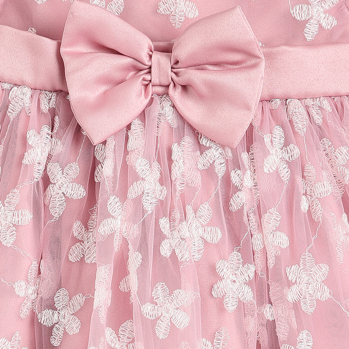 Baby Girls Pink Embroidered Dress with Bloomers Regular Fit Party Dress Set