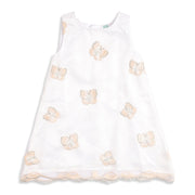 Baby Girls White Polyester Butterfly Embroidered Dress Regular Fit Party Wear Dress