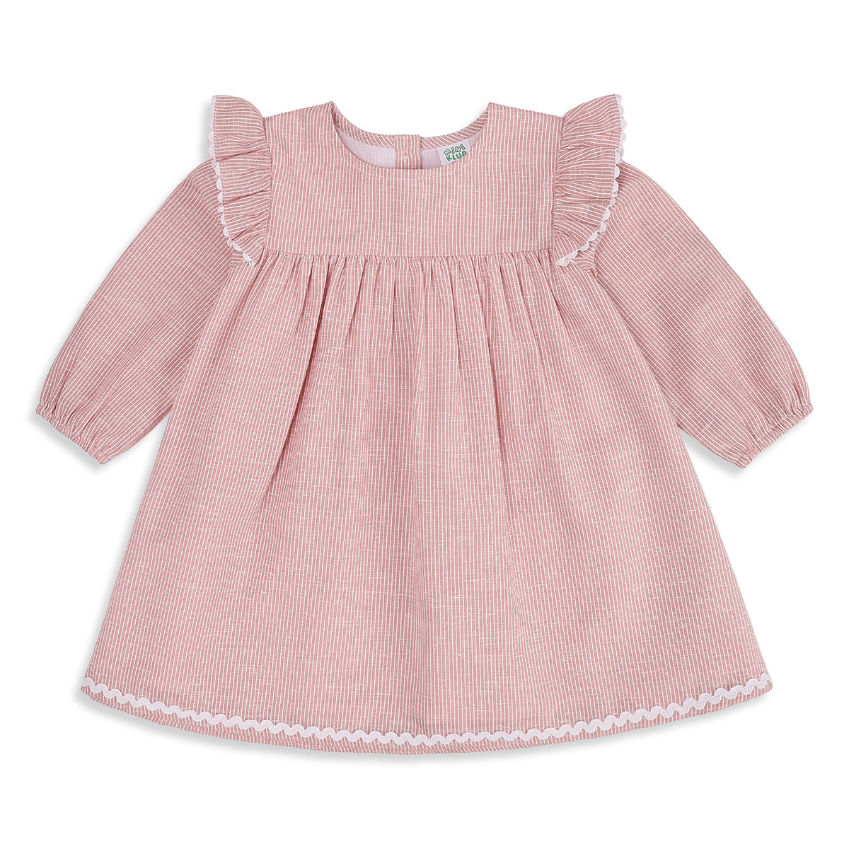 Baby Girls Pink Cotton Striped Dress Regular Fit Casual Wear