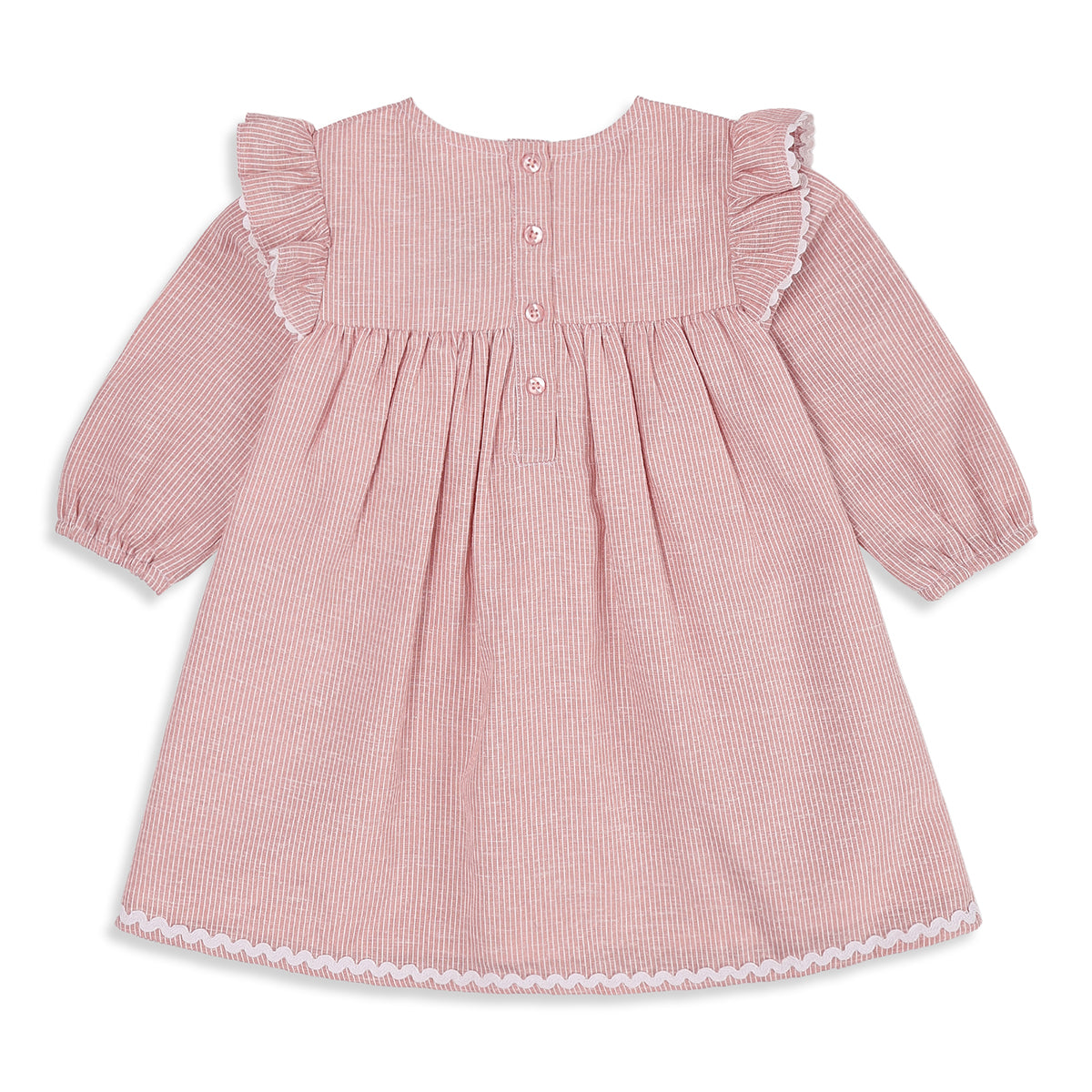 Baby Girls Pink Cotton Striped Dress Regular Fit Casual Wear