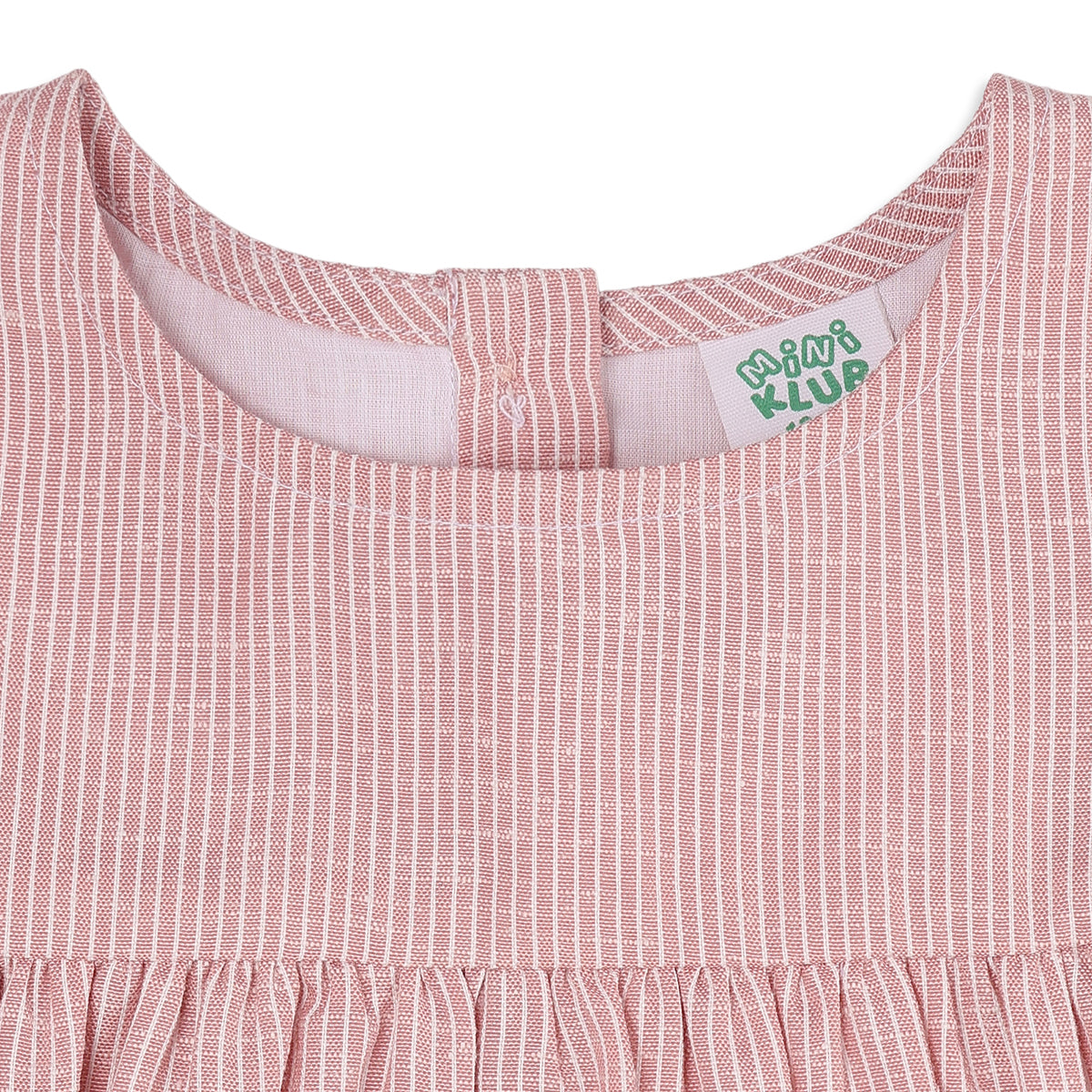 Baby Girls Pink Cotton Striped Dress Regular Fit Casual Wear