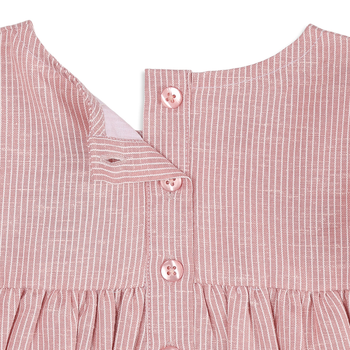 Baby Girls Pink Cotton Striped Dress Regular Fit Casual Wear