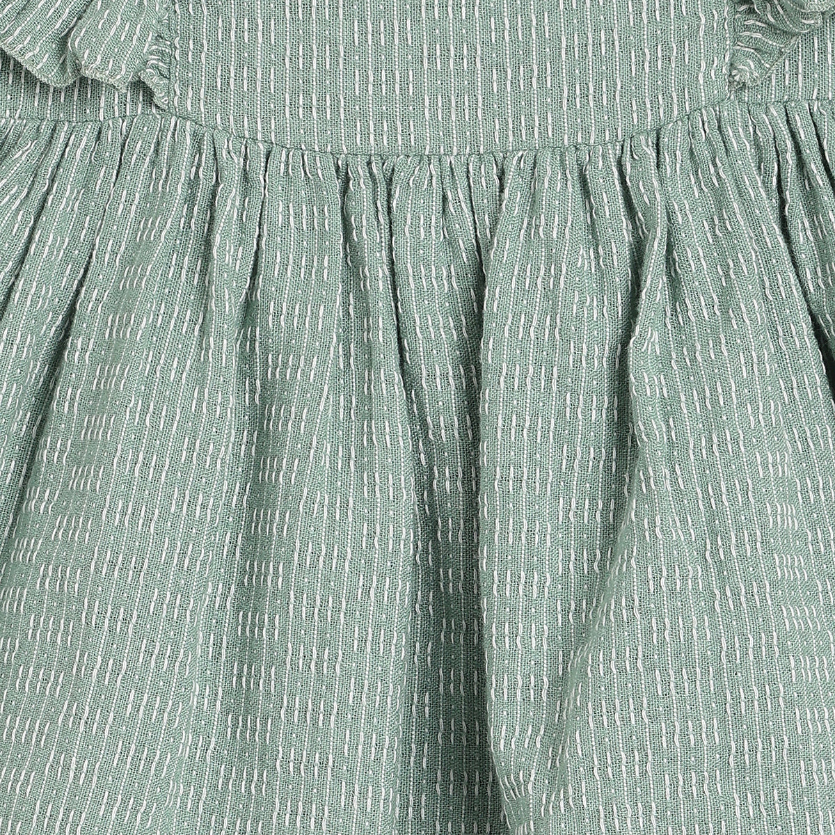 Baby Girls Sage Green Cotton Ruffle Dress Regular Fit Casual Wear