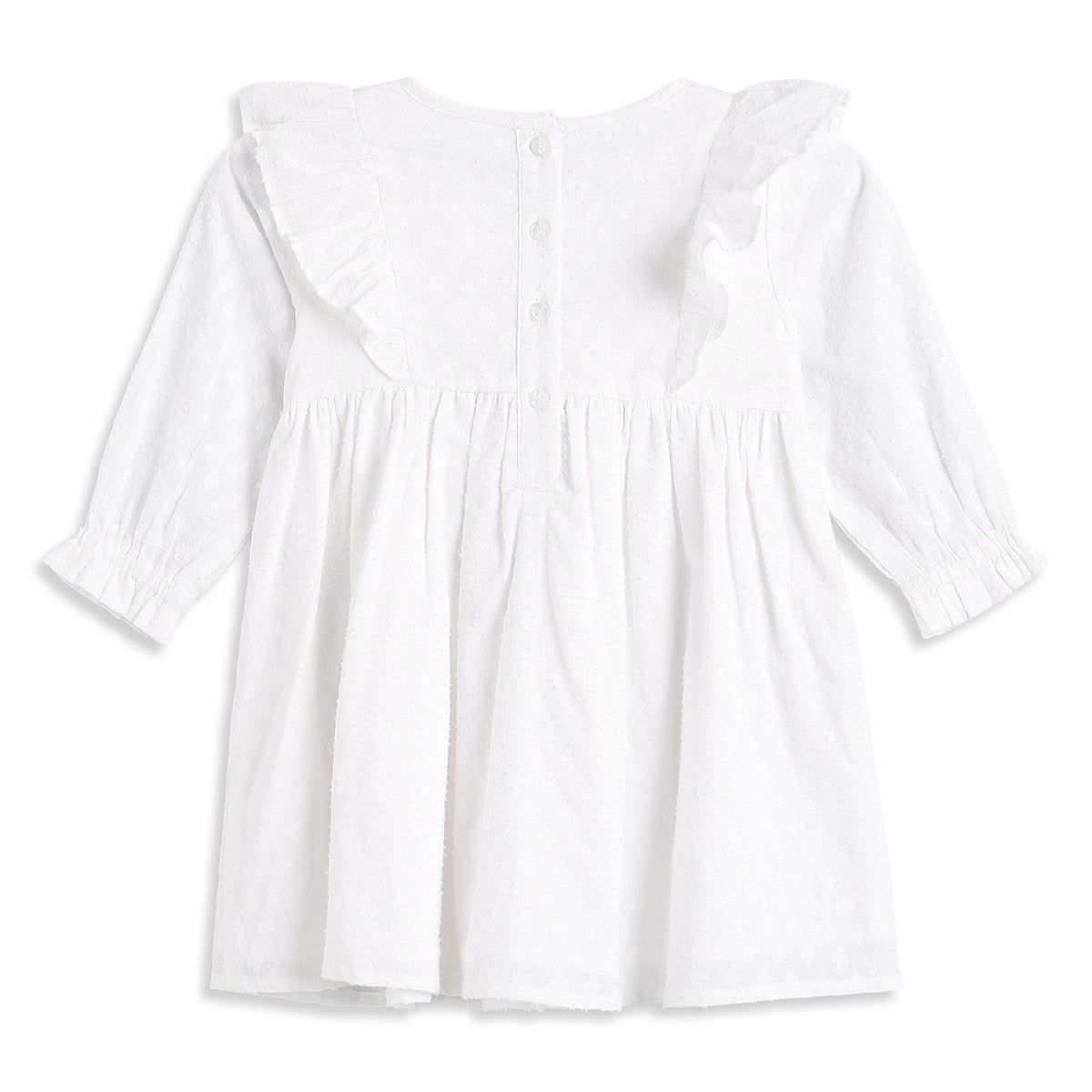 Baby Girls White Cotton Blend Lace Dress Regular Fit Casual Dress
