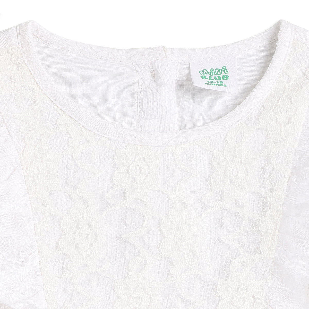 Baby Girls White Cotton Blend Lace Dress Regular Fit Casual Dress