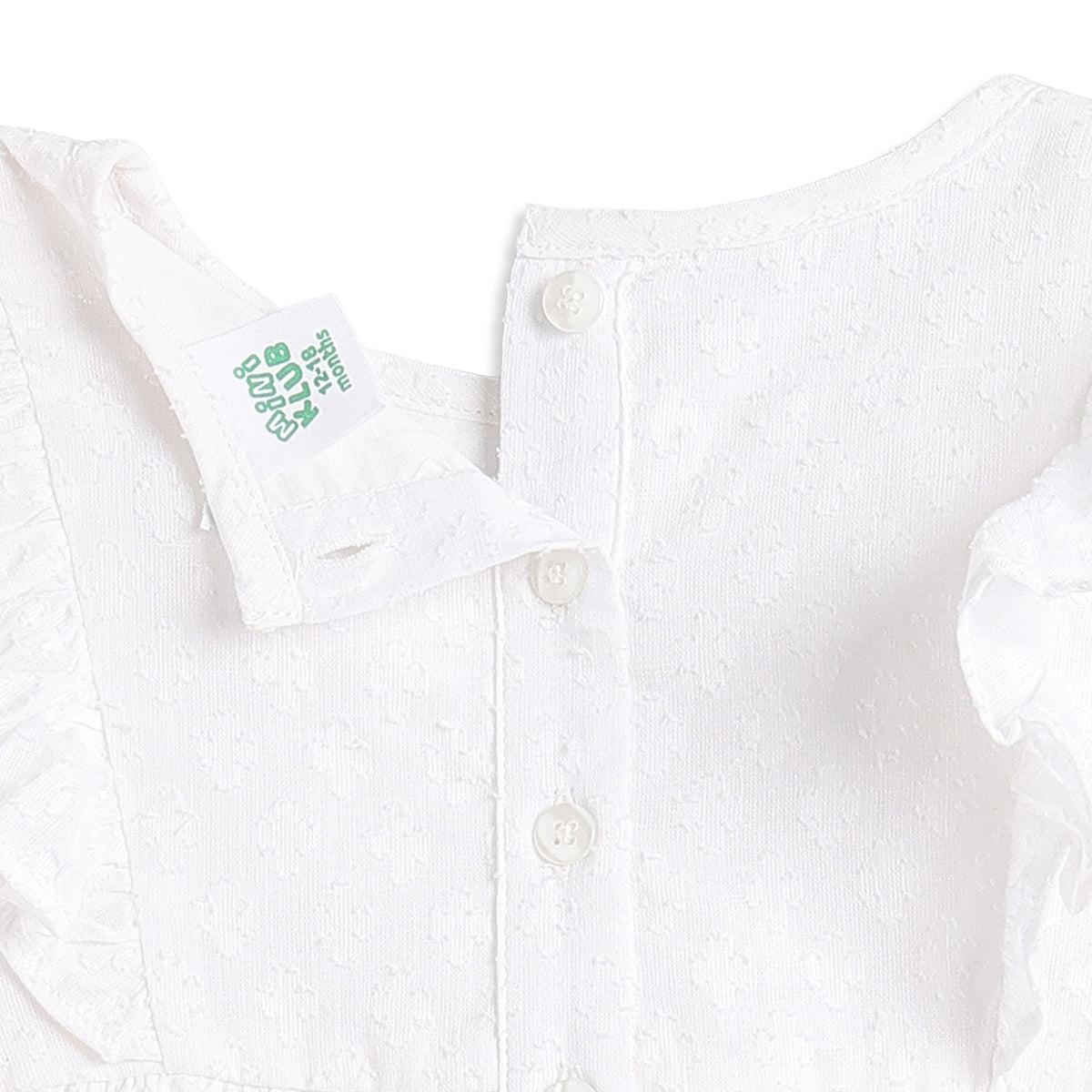 Baby Girls White Cotton Blend Lace Dress Regular Fit Casual Dress