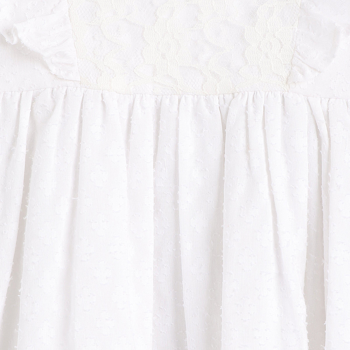 Baby Girls White Cotton Blend Lace Dress Regular Fit Casual Dress