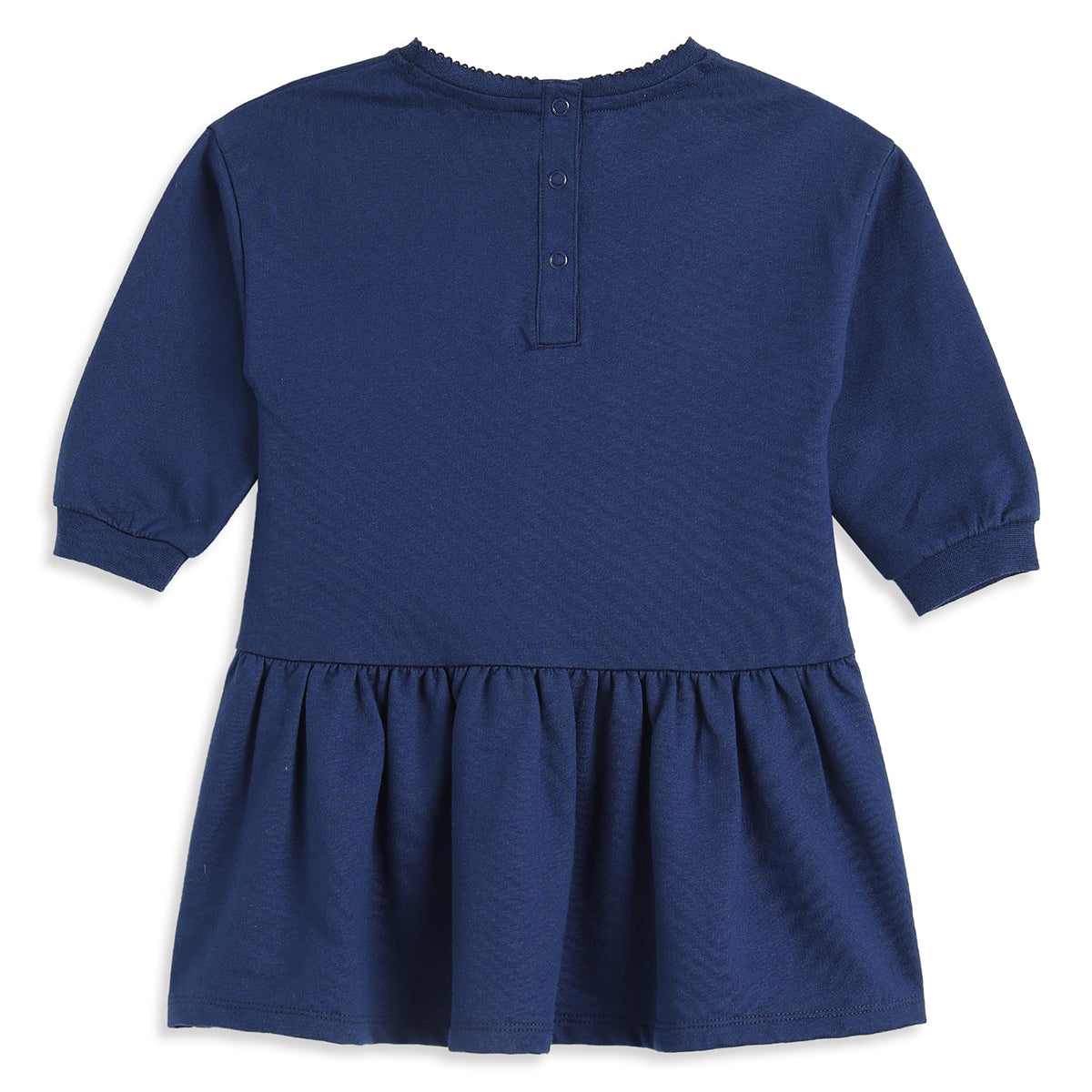 Baby Girls Navy Blue Cotton Knit Dress Regular Fit Casual Dress