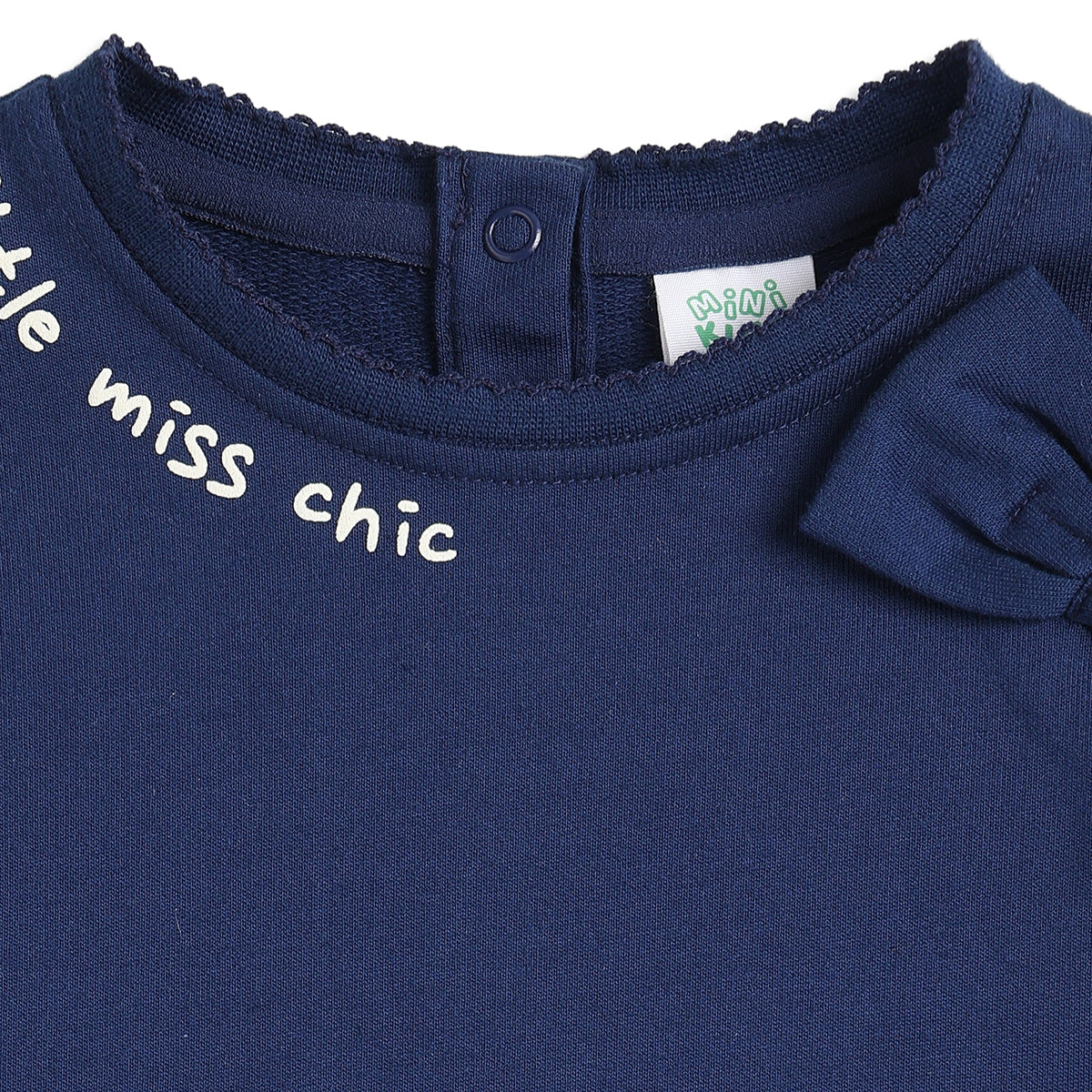 Baby Girls Navy Blue Cotton Knit Dress Regular Fit Casual Dress