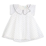 Baby Girls White Polka Dot Mesh Dress Regular Fit Party Dress