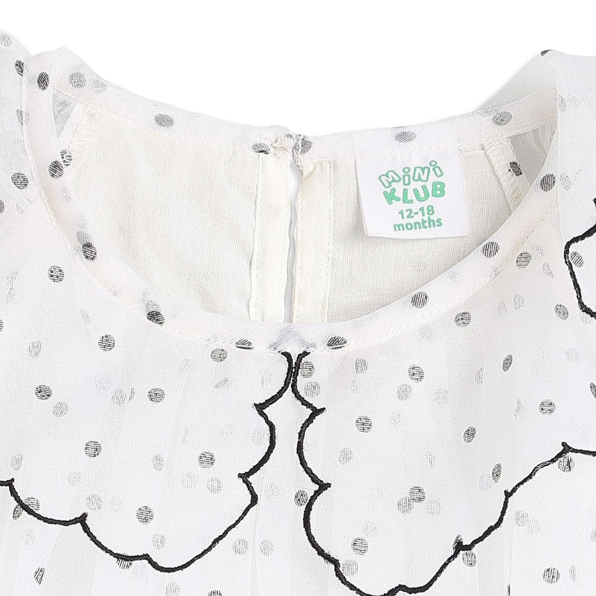 Baby Girls White Polka Dot Mesh Dress Regular Fit Party Dress