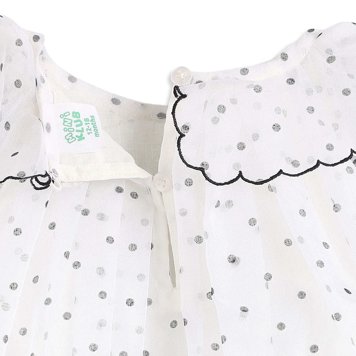 Baby Girls White Polka Dot Mesh Dress Regular Fit Party Dress