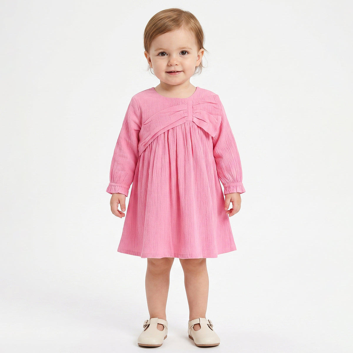 Baby Girls Pink Cotton Dress Regular Fit Casual Dress