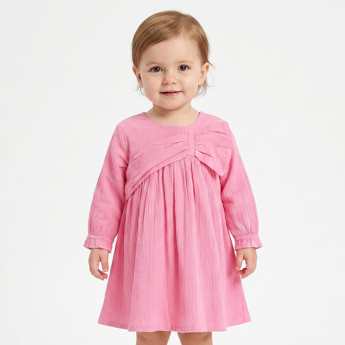 Baby Girls Pink Cotton Dress Regular Fit Casual Dress