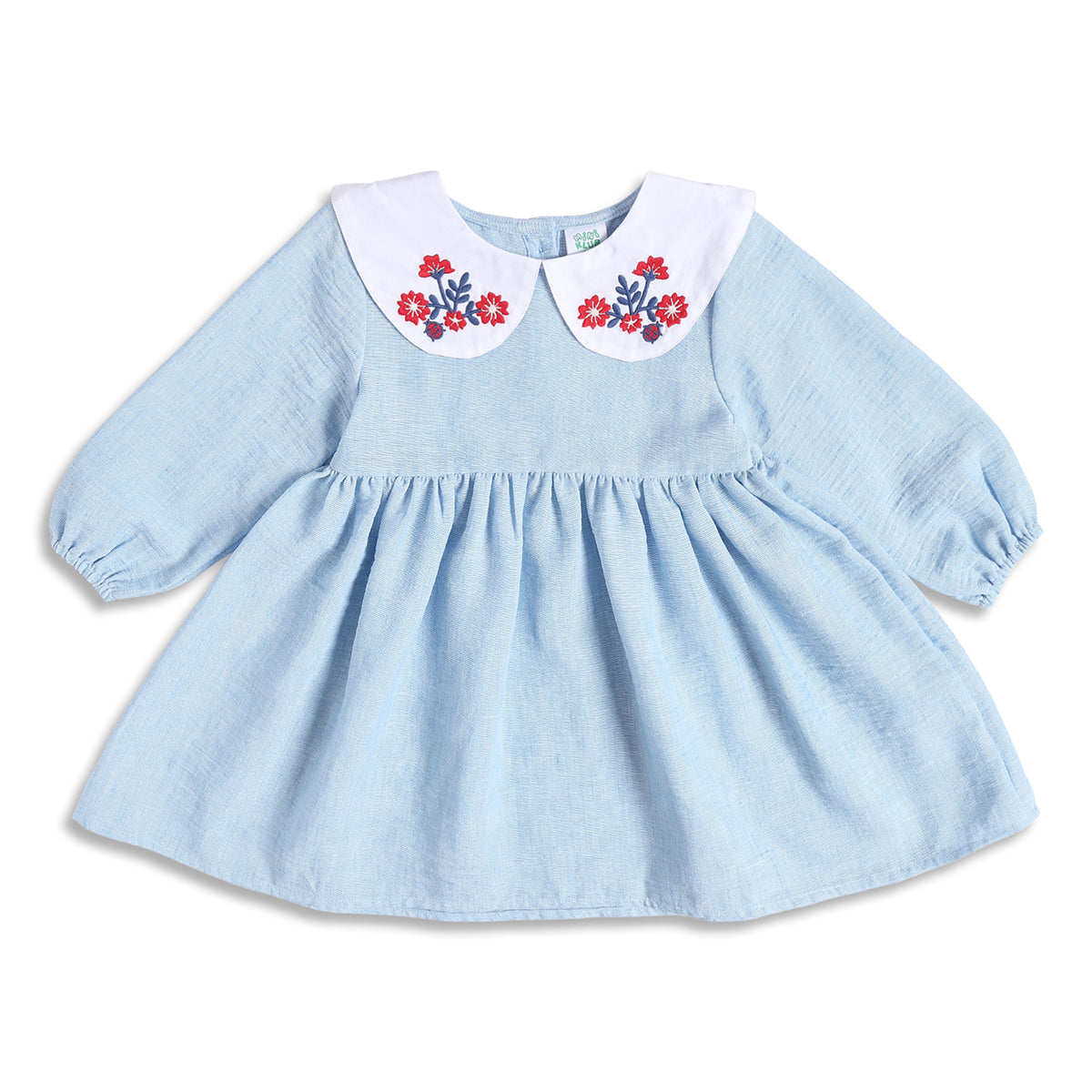 Baby Girls Light Blue Cotton Dress Regular Fit Casual Dress