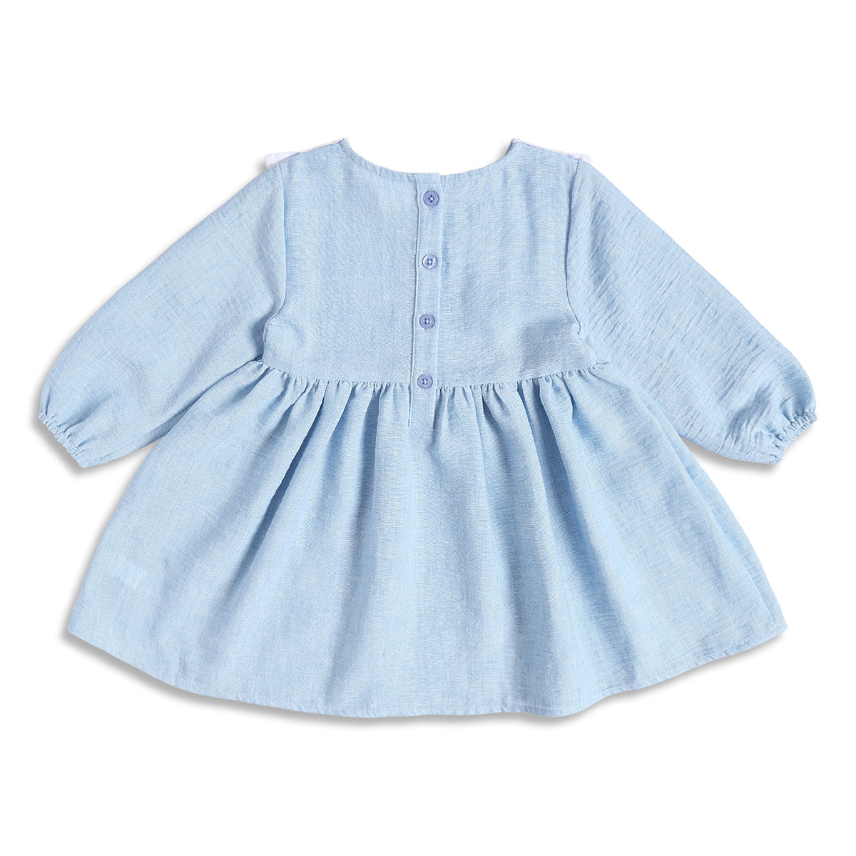 Baby Girls Light Blue Cotton Dress Regular Fit Casual Dress