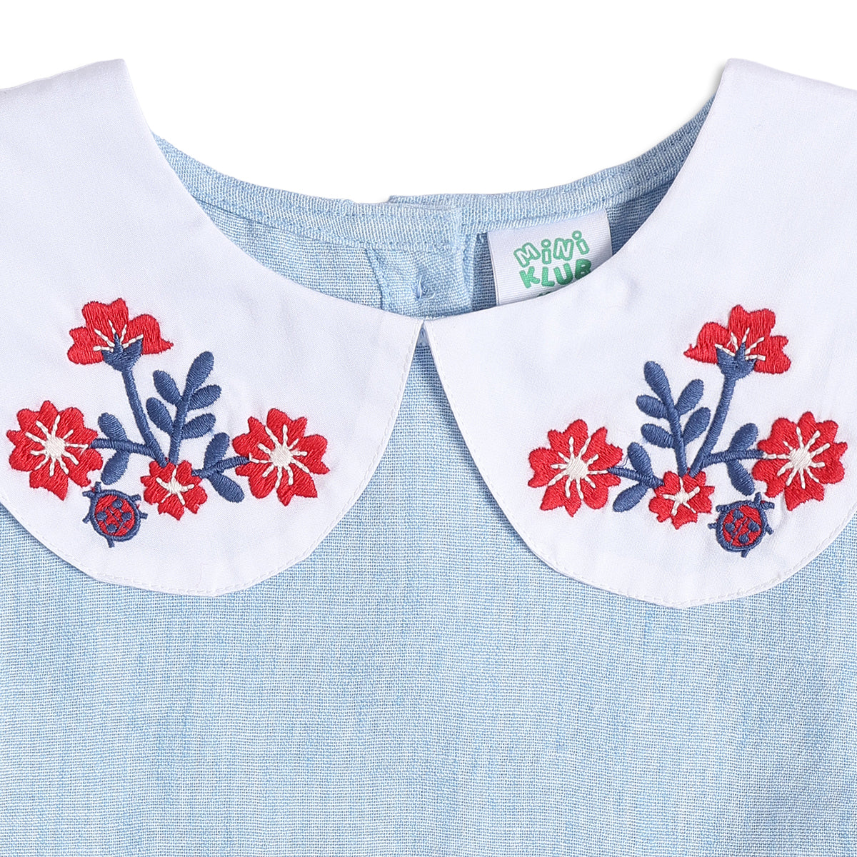 Baby Girls Light Blue Cotton Dress Regular Fit Casual Dress