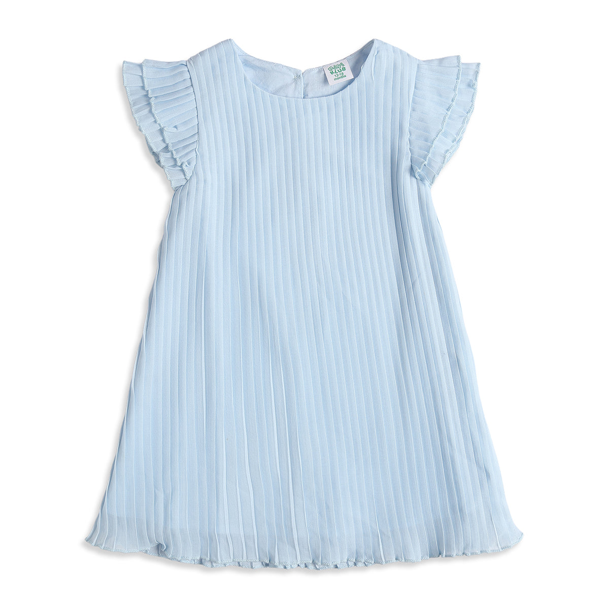 Baby Girls Light Blue Pleated Chiffon Dress Regular Fit Party Dress