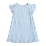 Baby Girls Light Blue Pleated Chiffon Dress Regular Fit Party Dress