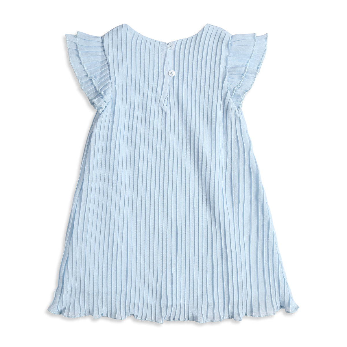 Baby Girls Light Blue Pleated Chiffon Dress Regular Fit Party Dress