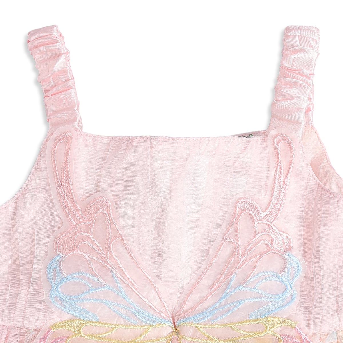 Baby Girls Pink Tulle Butterfly Applique Dress With Bloomers Regular Fit Party Wear
