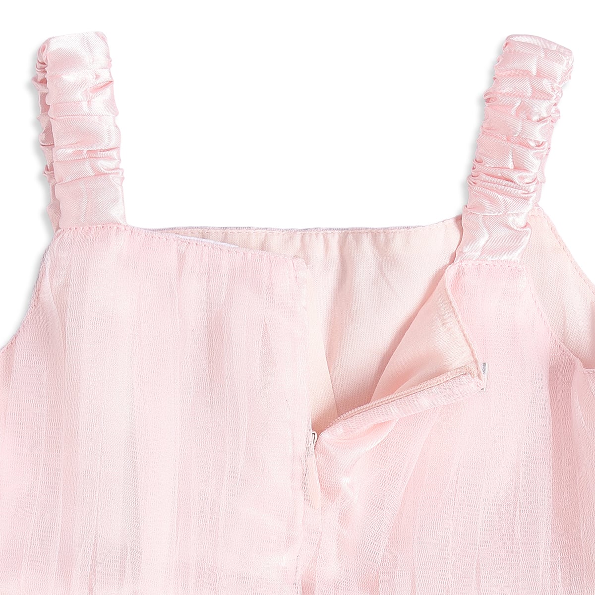 Baby Girls Pink Tulle Butterfly Applique Dress With Bloomers Regular Fit Party Wear