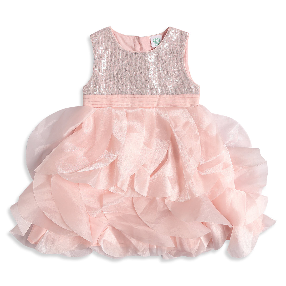 Baby Girls Peach Sequin Party Dress Regular Fit Party Dress