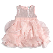 Baby Girls Peach Sequin Party Dress Regular Fit Party Dress