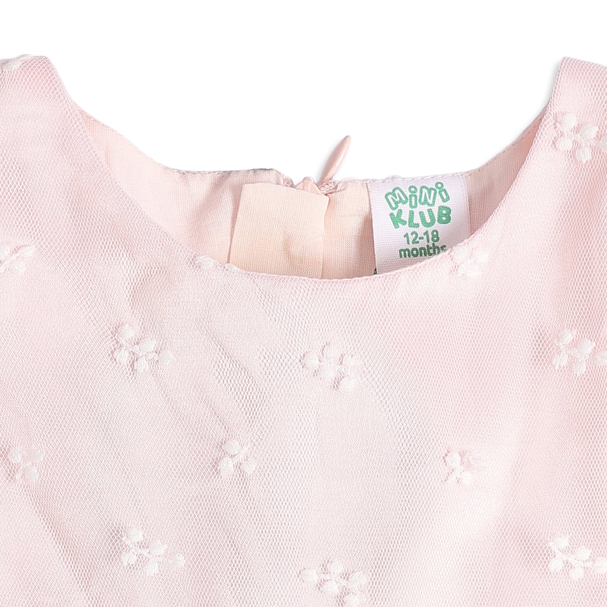 Baby Girls Pink Floral Embroidered Tulle Dress Regular Fit Party Wear
