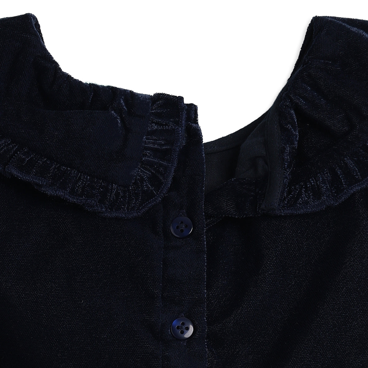 Baby Girls Navy Blue Velvet Party Dress with Scrunchies Regular Fit.