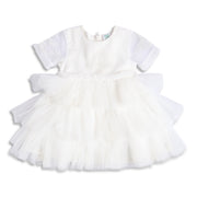 Baby Girls White Butterfly Embroidered Mesh Party Dress Regular Fit.
