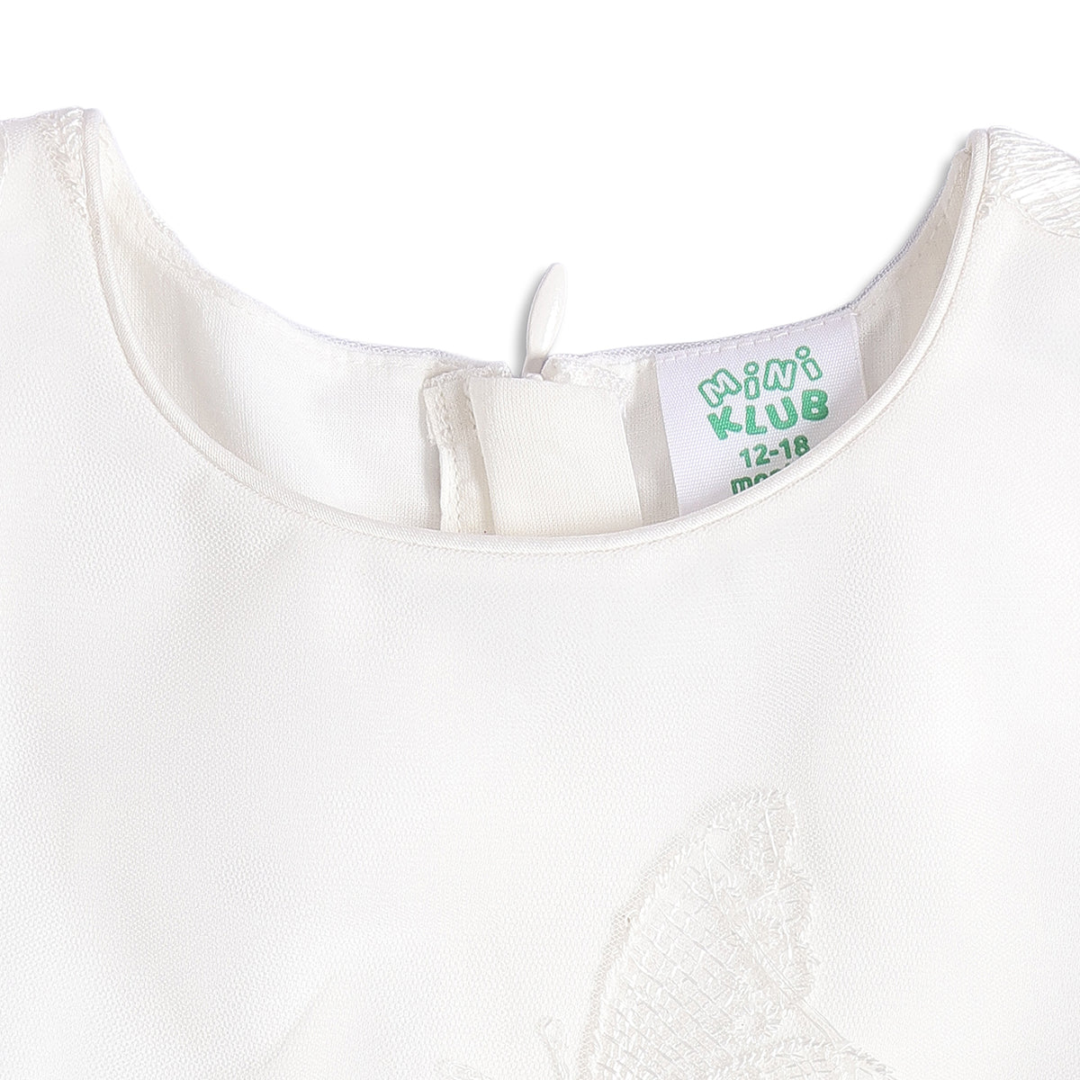 Baby Girls White Butterfly Embroidered Mesh Party Dress Regular Fit.