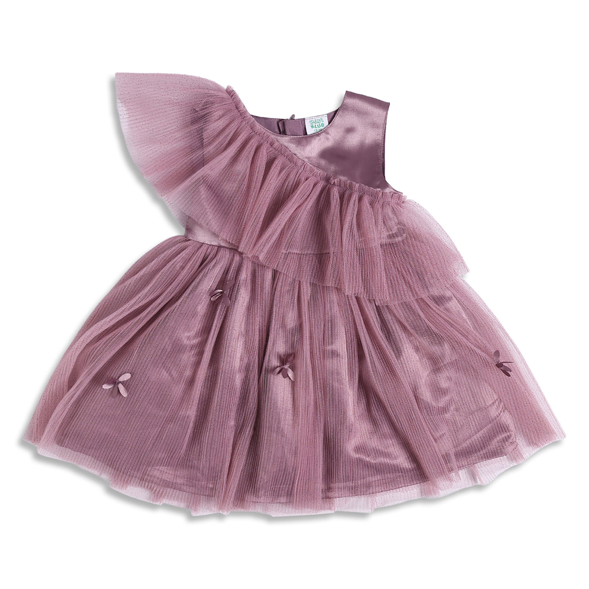 Baby Girls Mauve Mesh Party Dress Regular Fit.