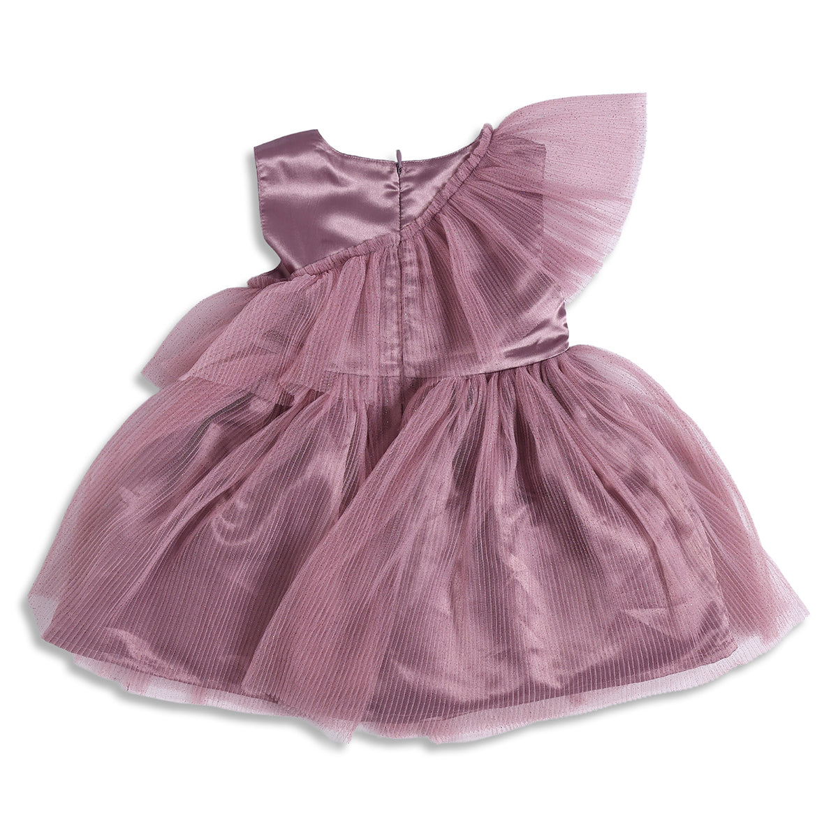 Baby Girls Mauve Mesh Party Dress Regular Fit.