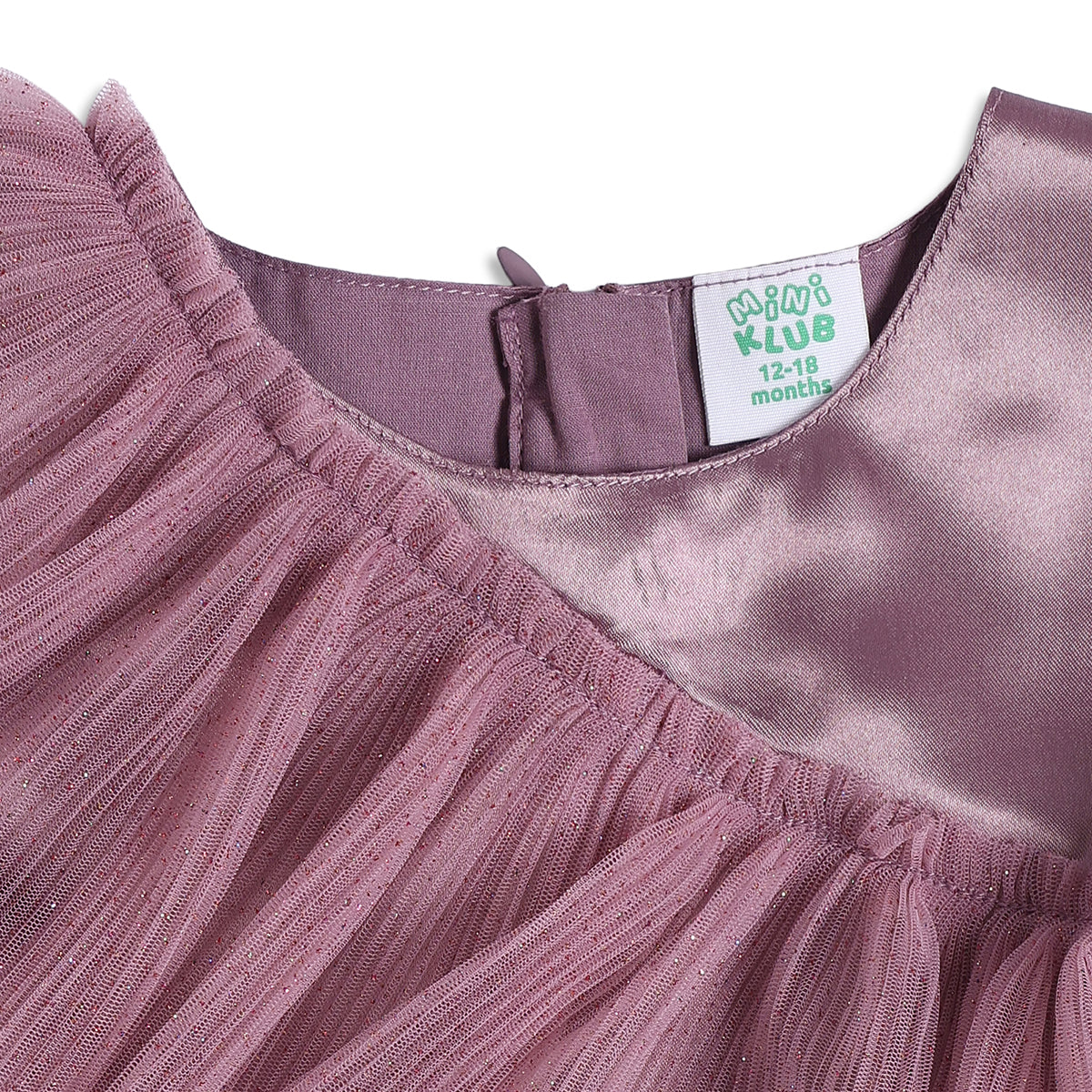 Baby Girls Mauve Mesh Party Dress Regular Fit.