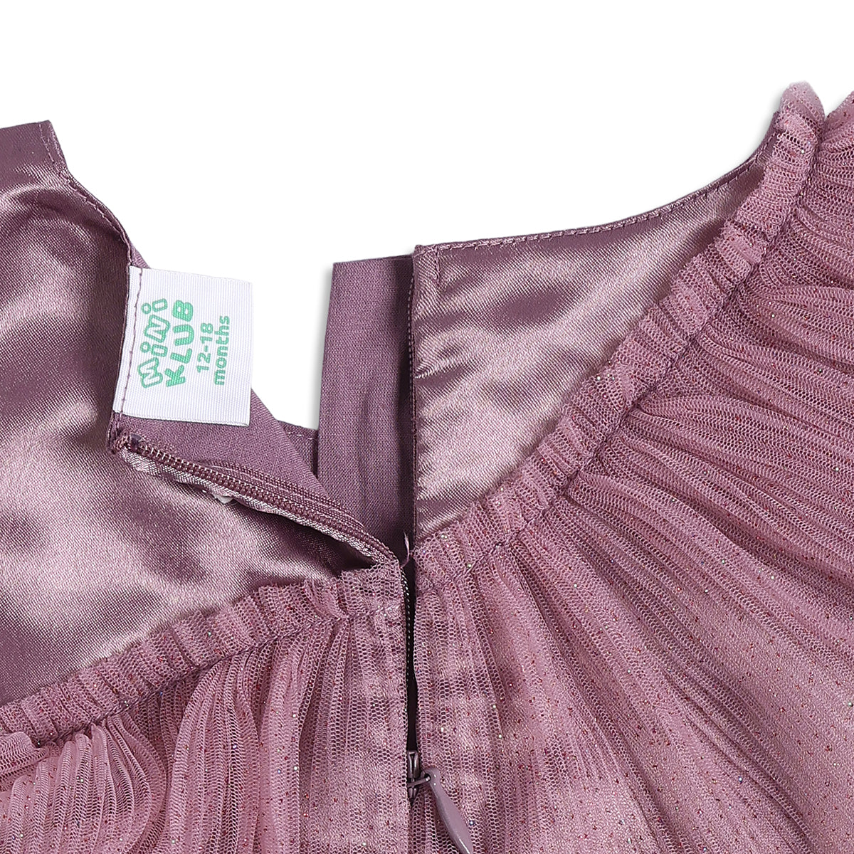 Baby Girls Mauve Mesh Party Dress Regular Fit.