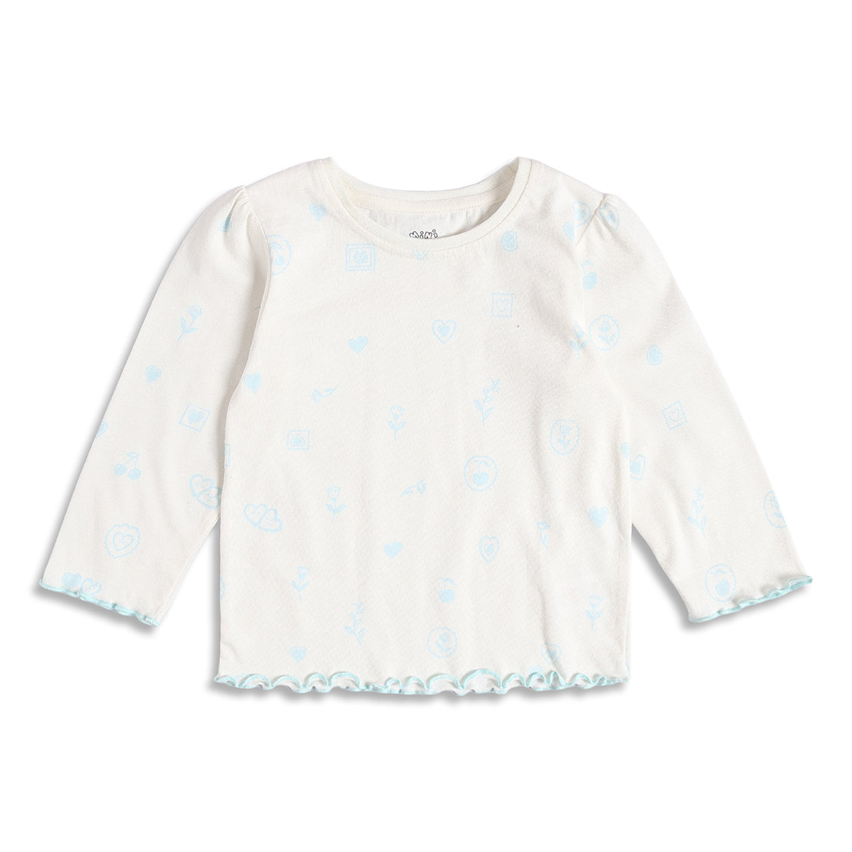 Baby Girls Light Blue Dungaree with White Printed T-Shirt Regular Fit.