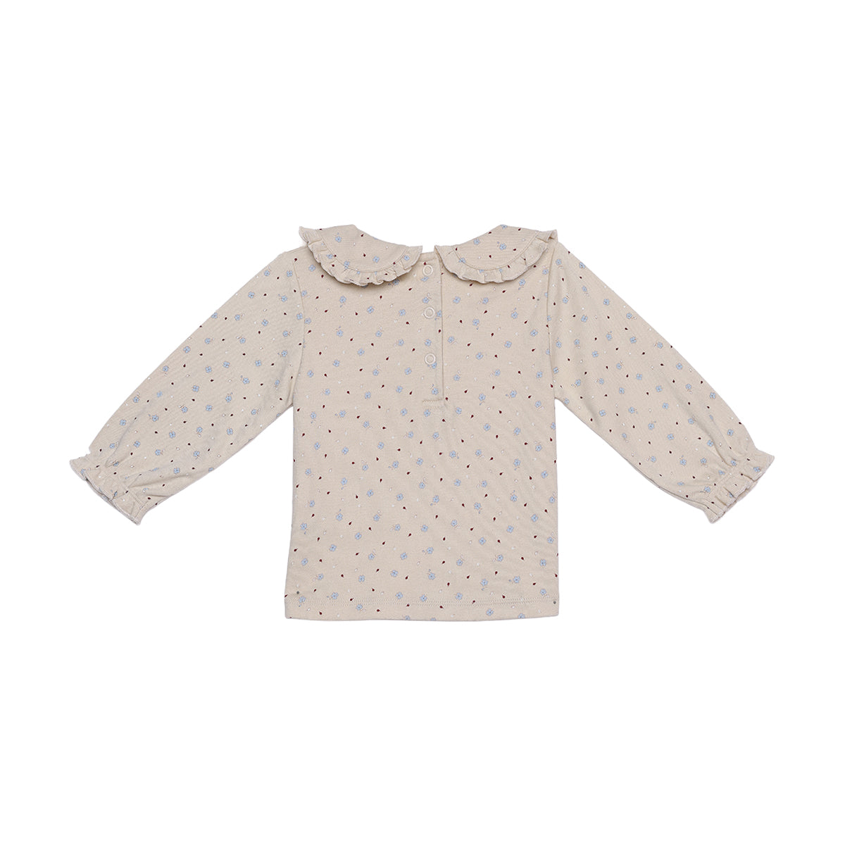 Baby Girls Beige And Navy Blue Cotton And Denim Floral Printed Embroidered Dungaree Set Regular Fit Casual Wear