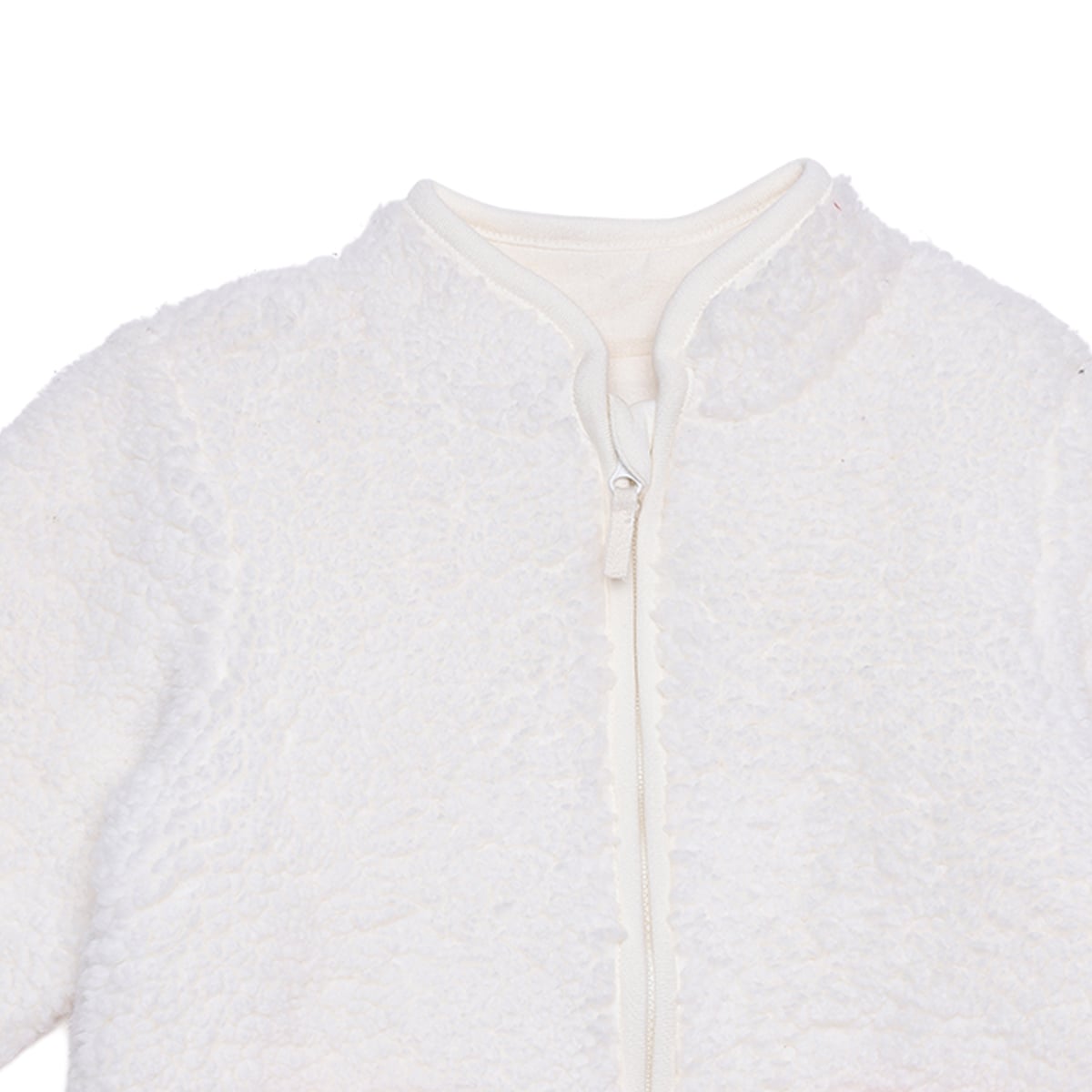 Baby Girls Off-White Soft Fur Heart Pocket Jacket Regular Fit Winter Wear