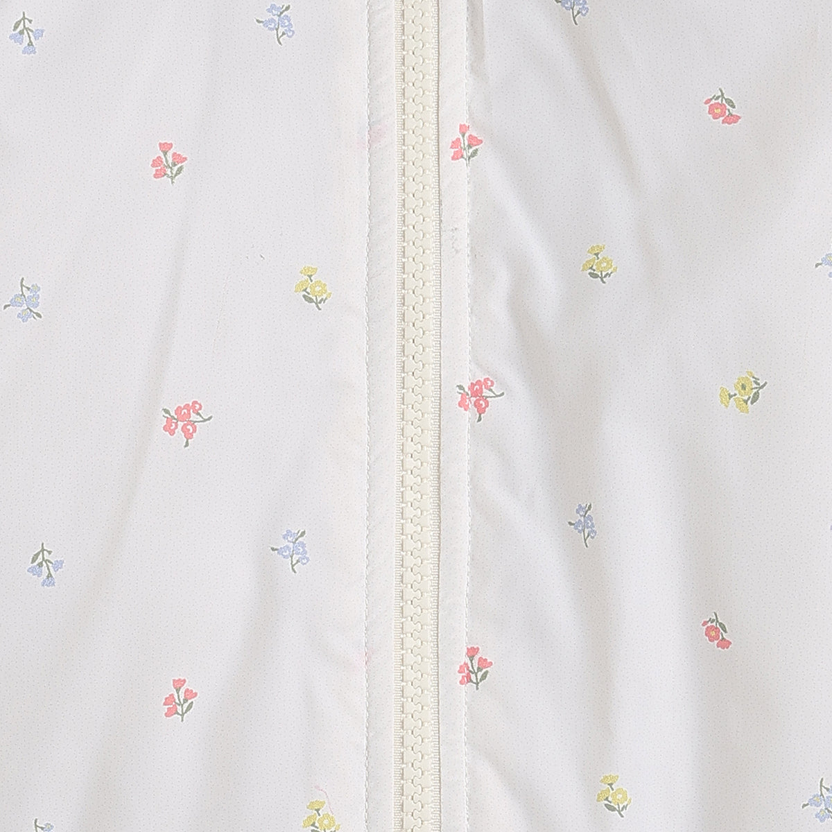 Baby Girls White Floral Print Hooded Winter Jacket Regular Fit.